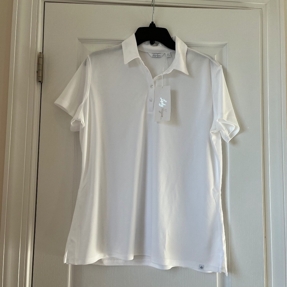 New Women’s Lady Hagen Pique Short Sleeve Polo White Size XL